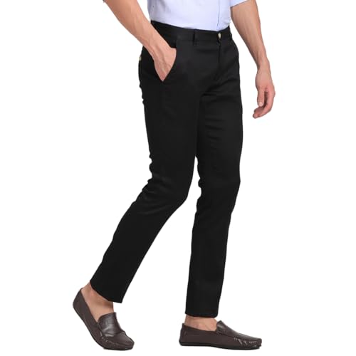 Image of ADRO Ankle-Length Cotton Slim Fit Chinos For Men's Casual Cool With Adjustable Waist Band.