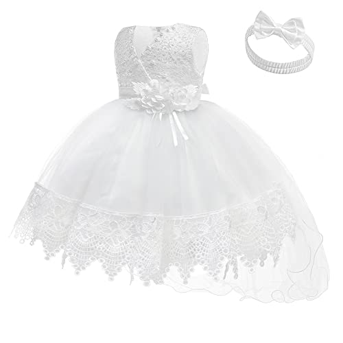 Image of Baby Toddler Lace Dress Girls First Baptism Elegant Embroidery Party Flower Bridesmaid Dresses Up