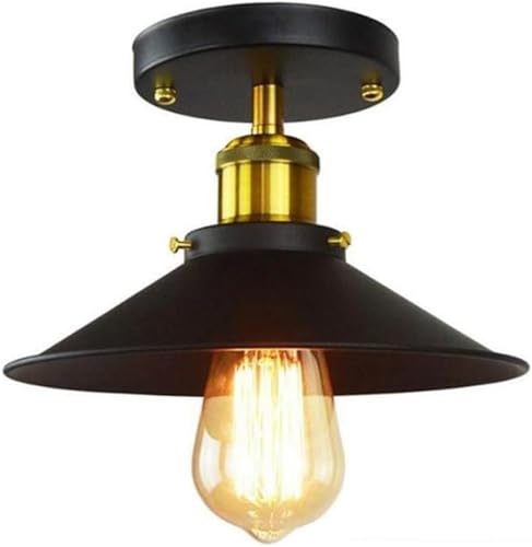 Plafonnier industriel vintage noir de 30 cm avec douille E27