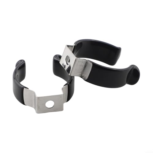 Spring Terry Clips for Tools, Heavy Duty Pipe Clamps with Narrow Base Design, Tool Storage Straps for Brooms Brushes Rakes, 10-Pack, Black + Silver(28MM)