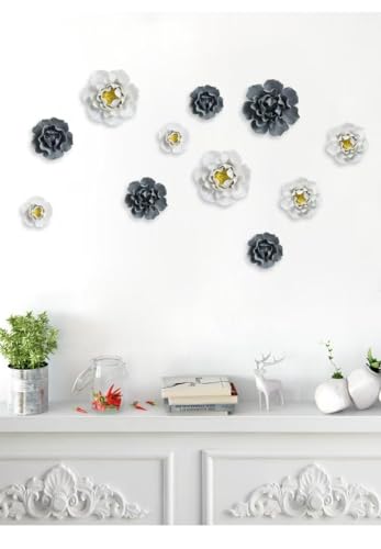 Image of Ceramic Flower Wall Art Decor, Artificial Flower Wall Sculpture,Handmade Ceramic Flowers for Home,Hallway,Living Room, Kitchen,Bathroom (White, Peony, 2.76 inch)