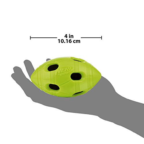 Nerf Dog Bash Football Dog Toy With Interactive Crunch, Lightweight, Durable And Water Resistant, 4 Inches For Medium/Large Breeds, Two Pack, Green And Red #TOP3