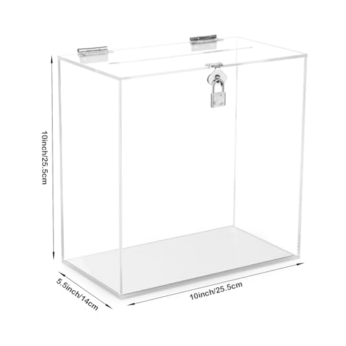 Image of Hooqict Clear Acrylic Card Box with Lock and Slot, Thick DIY Blank Wedding Card Box for Wedding Reception, Large Acrylic Gift Money Holder for Party Graduation Decorations