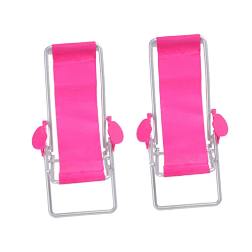 Homoyoyo 2Pcs Small Home Decor Folding Beach Chair Beach Lounge Chairs Miniature Beach Chair Outdoor Toys Childs Recliner Plastic Chair Suite Baby Red Household Accessories Seaside #TOP15
