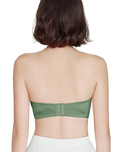 Fallsweet Strapless Bra For Women Push Up Padded Brassiere Add Two Cup Bra Wirefree (Green, 34B) #TOP2