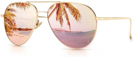 SUNGAIT Women's Lightweight Oversized Aviator Sunglasses - Mirrored Polarized Lens