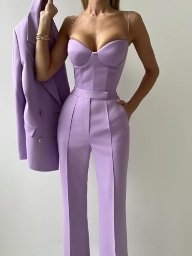 Women's 3 Piece Suit Peak Lapel Double Breasted Suits for Women Business Office Tuxedo Blazer Pants Suit for Work4
