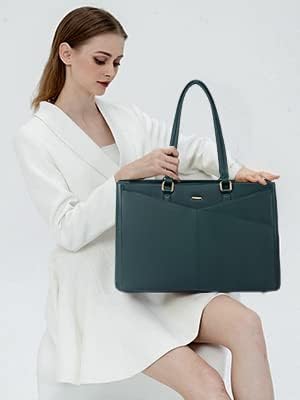Image of LOVEVOOK Laptop Bag for Women 15.6 Inch Tote Bags Waterproof Leather Briefcase Computer Women Business Office Work Bag,Forest Green