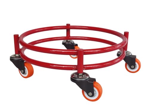 Image of BIRDWING Red Heavy Wheel Metal Gas Cylinder Trolley with Wheel |Lpg Cylinder Stand Gas Cylinder Trolley |LPG Gas Cylinder Trolley with 4 White Prime Wheels,