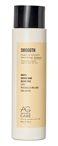 AG Care Smoooth Argan and Coconut Smoothing Shampoo, Enhance Shine and Smoothness, Sulfate-Free Shampoo, 10 Fl Oz