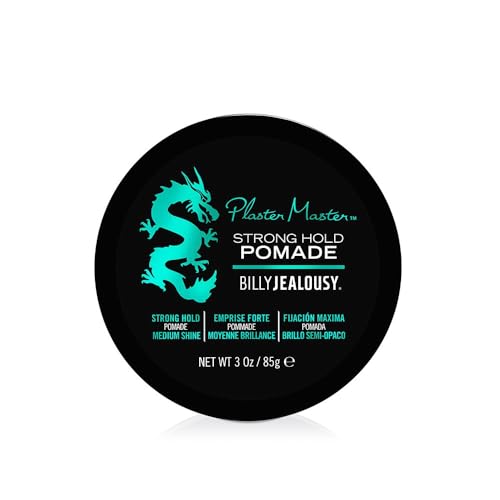 Billy Jealousy Plaster Master Water-Soluble Hair Pomade for Men, All Day Strong Hold with Medium Shine, Won't Flake & Safe for Color-Treated Hair, 3 Ounce
