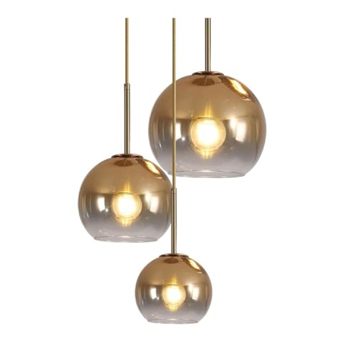 Éclairage moderne en verre suspension globe dorée finition haut de gamme