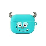 Soft Silicone Case with Strap for AirPods Pro 2019 Sulley Monsters Univeristy MU Animation Animationland 3D Cartoon Blue Color Protective Cool Fun Cute Lovely Special Girls