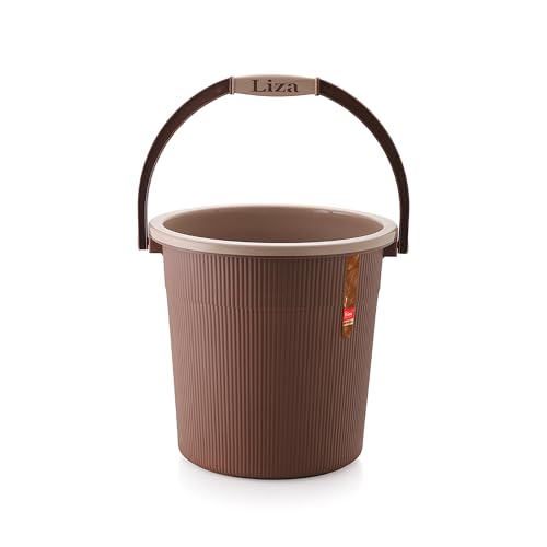 Image of Modern Heavy Plastic Bathroom Set Of 2-20L Bucket & 1L Mug Combo, Dark Brown