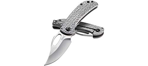 Crkt Chehalem Edc Folding Pocket Knife: Everyday Carry, Clip Point Plain Edge Blade With Satin Finish, Thumbstud Open, Frame Lock, Stainless Steel Handle With Hammer Finish 6540 #TOP2