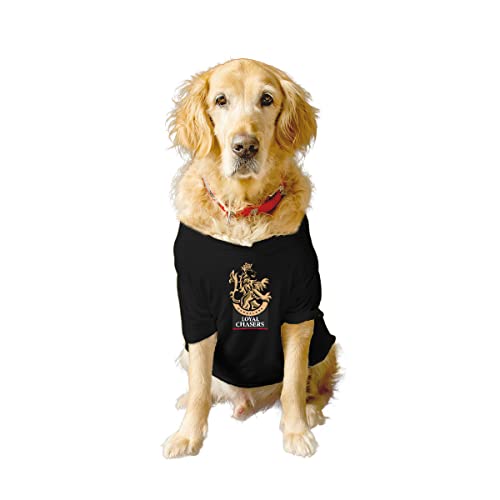 Image of Ruse Crew Neck Half Sleeves T-Shirt for Dogs IPL Replica Loyal Chasers Bangalore Team Dog Cotton Jersey Printed Breathable Tees Apparel for Pet - Gift for Dogs (Apso, Cocker Spaniel etc) (Black, S)