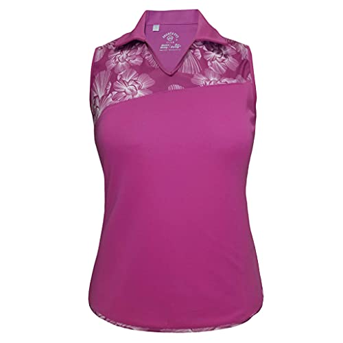 Monterey Club 2499 Women'S Chalk Floral Print Colorblock Sleeveless Polo #2499  cover