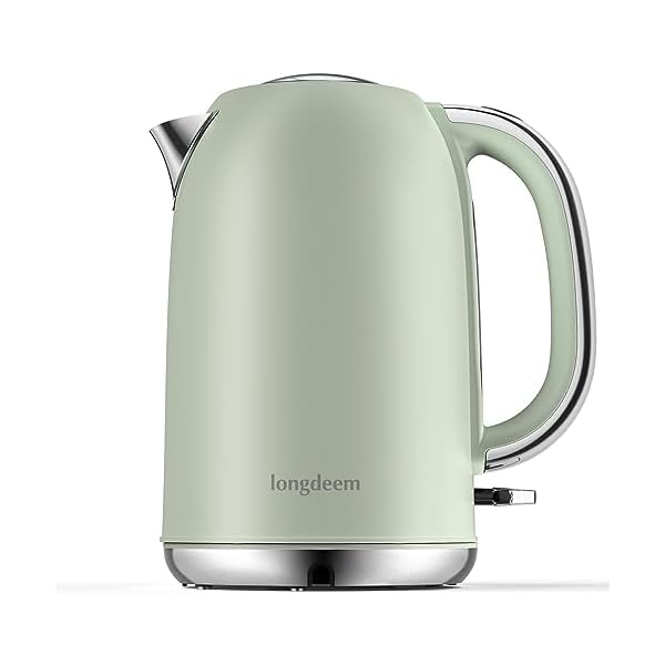 Electric Tea Kettle, Longdeem 1.7L Stainless Steel Water Boiler & Heater, 1500 Watts for Fast Boiling, Auto-Shutoff and Boil-Dry Protection, Cordless Serving with LED Light, Pastel Green