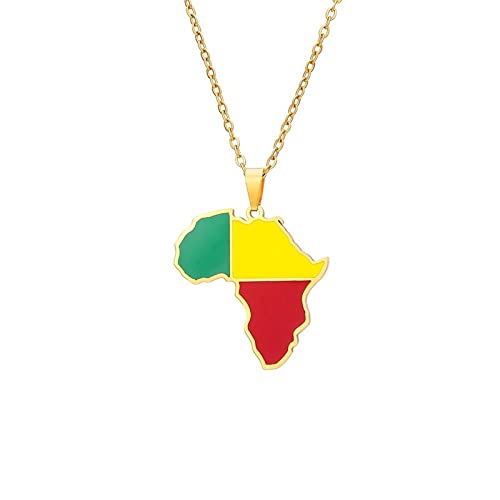 ALTCIRNMD Carte du Bénin Collier pour Femme Homme,Graver Hip Hop Bijoux Tendance,Bénin Modèle Ethnique Bénin Cartes Charme Ethnique Patriotique Ornement Charme Bijoux,Jaune,comme Indiqué