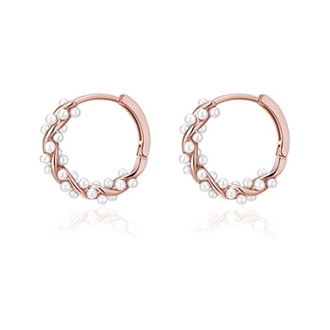 SLUYNZ Sterling Silver Pearls Twist Hoop Earrings Cover
