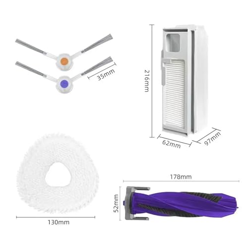 Robot Vacuum Cleaner Main Brush/Side Brush/Filter/Dust Filter/Mop Cloth,Compatible for Narwal J4 / Freo X Ultra J4 Lite