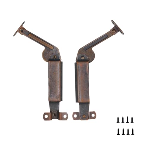 HZyizhihang 1 Pair of Self-Balancing Lid Support Hinges, Left & Right, Dark Bronze Tone with Screws for Sofa, Box, Cabinet, Toy Box, and Shoe Bench