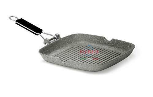 Olympia Rocker 11 x 11 Inch Square Non-Stick PFOA-Free Die-Cast Aluminum Grill Pan