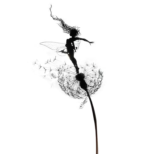 Stgbcst Décoration de jardin pissenlit fée fleur fer pissenlit fée sculpture ornement 60 x 14 x 8 cm jardin fée pissenlit pour décoration extérieure artisanat (A)