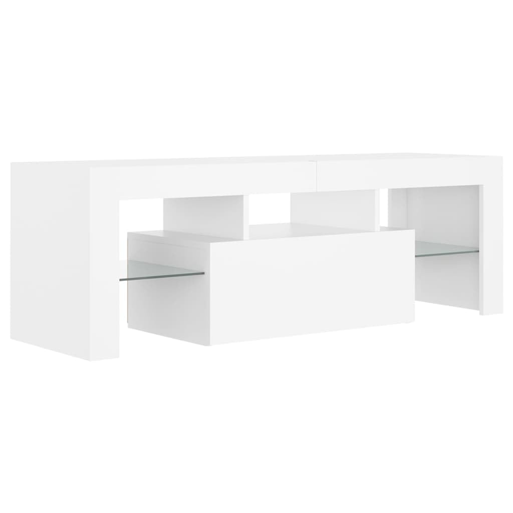 vidaXL Mueble para TV con Luces LED Soporte Armario Aparador Estante Salón Sala de Estar Decoración Entretenimiento Blanco 120x35x40 cm