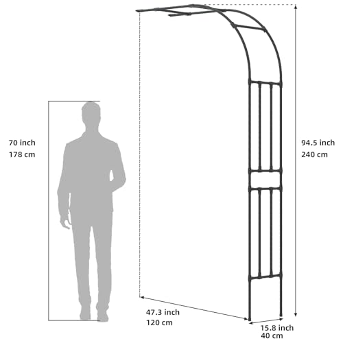 BUKLIYN Half Sided Arch Against The Wall Garden Arch Trellis - Garden Arch Arbor Trellis for Climbing Plants Outdoor - Garden Arch Trellis Arbor for Home Yard and Garden（Black）