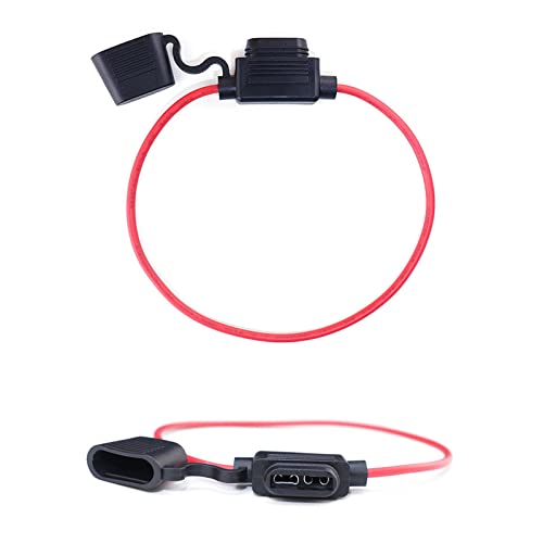 Porte Fusible Voiture, Porte Fusible Auto, Porte-Fusible, Voiture Inline Lame Porte-Fusible Étanche, 16AWG Porte-fusibles Moyen Lame Enfichable Etanche avec Fil, 2 Pièces