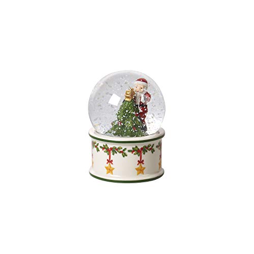 Villeroy & Boch Christmas Toy’s Globo di Neve Piccola, Rotonda, Palla di Neve con Babbo Natale e l’Albero in Porcellana Dura, Palla di Vetro, Multicolore