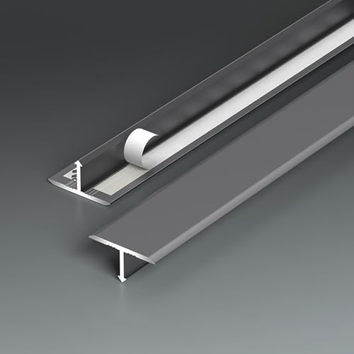 Raouoae Lot De 2 Bandes De Transition En Aluminium Profil En T - Connecteurs De Sol 80-120cm, Rails De Jonction Sans Couture Pour Stratifié, Parquet Et Carrelage - Accessoires De Finition Maison(Grau,