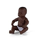 Miniland Doll 15 3/4'' Newborn African Girl - Made in Spain, Anatomically Correct, Quality
