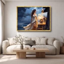 Toile peinte femme élégante en robe fluide XBTYKPB décor 60x90cm