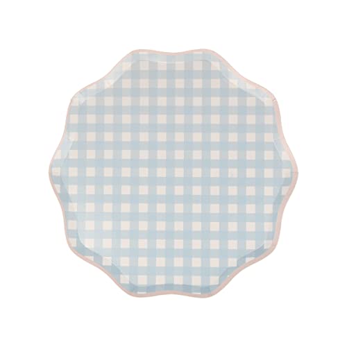 Meri Meri Easter Gingham Paper Plates (Pack of 12), Disposable Plates for Party, Easter Paper Plates