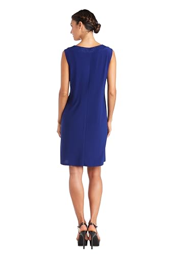 R&M Richards Women's Glitter Jacquard Jacket W/Sheer Insets & Knee-Length Shift Dress W/Necklace - Formal 2-Piece Ensemble4