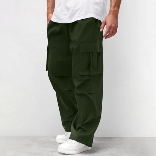 Baggy Cargo Pants Men Pull On Drawstring Elastic Waist Hiking Pants Big and Tall Mencomfy Cargo Pants with Pockets4