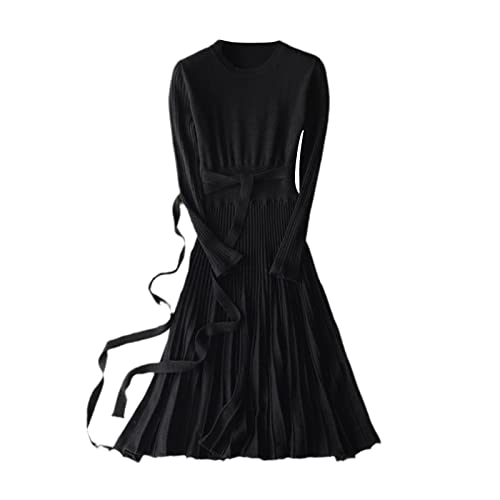 Robe de printemps noire en tricot cachemire pour vos sorties et soirées chic