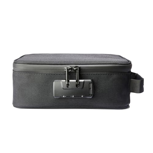 URBAN LEAF Bolsa a prueba de olores con cerradura de combinación y forro de carbón activo. Estuche de viaje y almacenamiento para accesorios en maleta, Negro , 24 cm x 18 cm x 9 cm, Solo