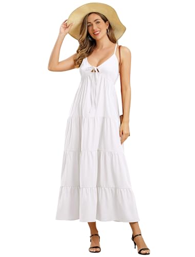 Robe longue d'été blanche pour femme vêtement de plage à volants taille XL