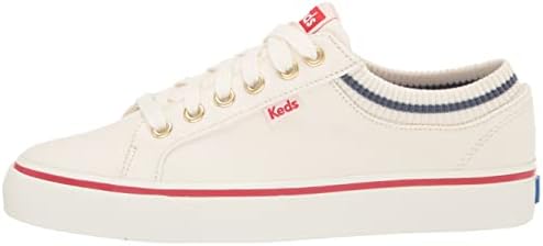 Keds Women's Jump Kick Rib Knit Sneaker, White/RED, 10 | Image 7