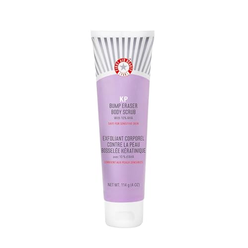 First Aid Beauty - KP Bump Eraser Body Scrub with 10% AHA, Keratosis Pilaris Skin Exfoliater with Glycolic and Lactic acids, Helps Reduce Chicken Skin Bumps, Safe for Sensitive Skin, 4 oz