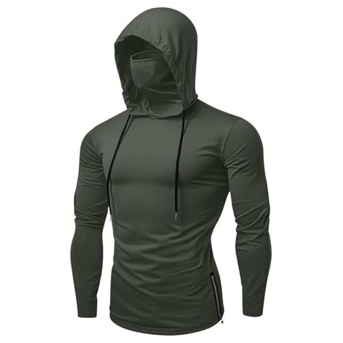 Men Performance Fishing Hoodie Shirt UPF 50+ UV Sun Protection Long Sleeve Shirts with Face Mask Athletic Tee Top2