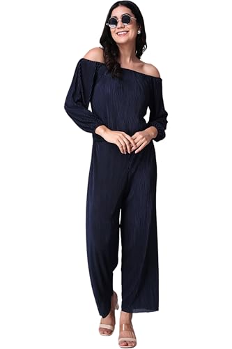 Image of POPWINGS Casual Wrinkle Full Sleeves Off-Shoulder Top and Palazzo Co-ord Set for Women || Co-Ords Set for Women Stylish Western || Top and Palazzos Set for Women|| 2 Piece Set for Women