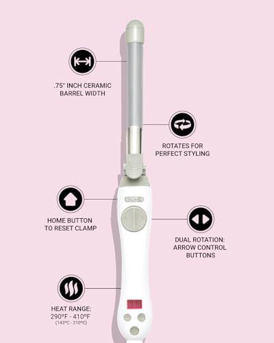 Beachwaver S.75 Rotating Curling Iron - Automatic 0.75 Inch Ceramic Curling Iron - Easy-to-Use Spinning Wand for Long-Lasting Waves - Auto-Shut Off, Travel-Friendly, Dual Voltage (BW160) in White - Thumbnail 7