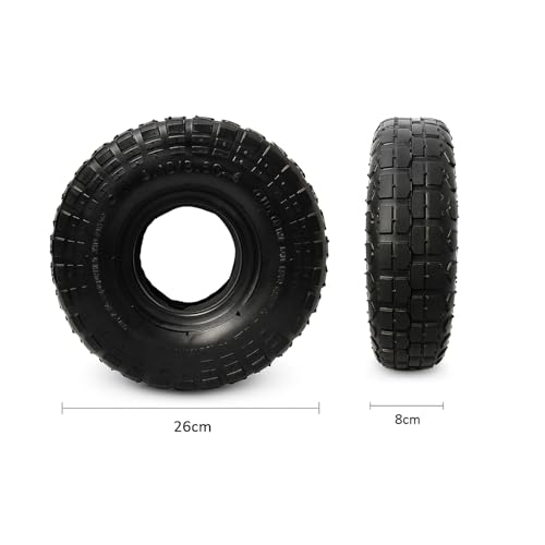 Vixzoid 2 Stück Sackkarrenreifen mit Schlauch Sackkarre Reifen 4.10/3.50-4 Schubkarrenrad für Schubkarren, Sackkarren, Handwagen,300lbs,260x85mm
