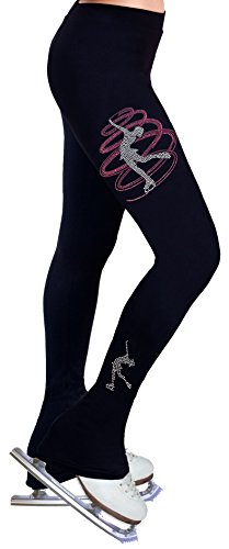 NY2 SPORTSWEAR Figure Skating Practice Pants with Rhinestones - R258 (Rose Pink, Adult Medium)
