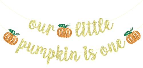 Our Little Pumpkin is One Banner�ALittle Pumpkin 1�΂̒a�����f�R���[�V�����A�H�̏��a�����̃o�i�[�A�H�̃p���v�L���x�r�[�V�����[�̒a�����p�[�e�B�[�̑����A�S�[���h�O���b�^�[