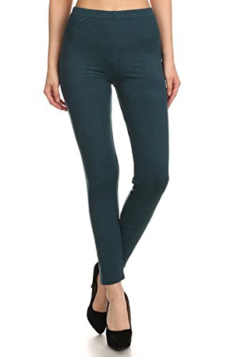 Image of Leggings Depot Women's High Waist Leggings Soft 1 inch Waistband Solid Pants - Regular, Plus, 1X3X, 3X5X